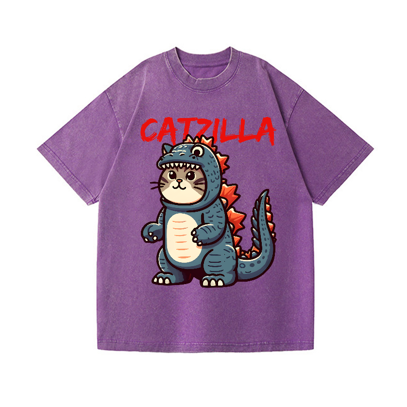 Catzilla Cat Kaiju Vintage Wash Japanese Design T-Shirt