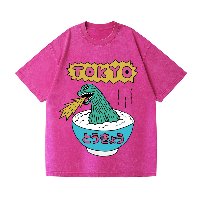 Kaiju The Monster Rice of Tokyo Vintage Wash Japanese Design T-Shirt