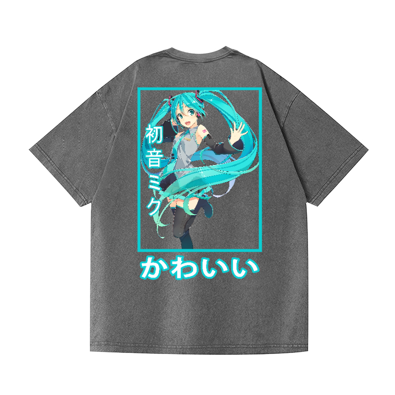 Hatsune Miku Vintage Wash Japanese Design Back Art T-Shirt