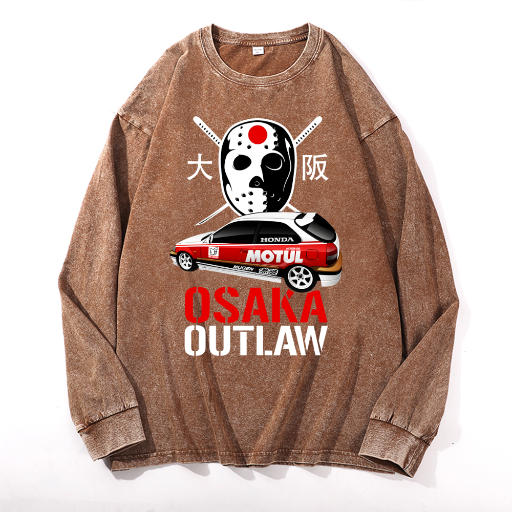 Osaka Outlaw Vintage Cotton Wash Crewneck Long-Sleeve T-Shirt