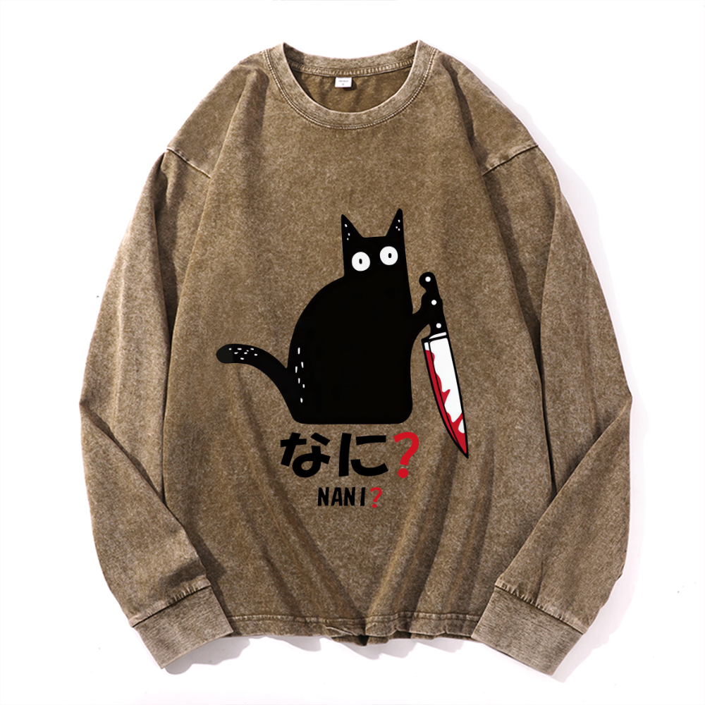 Vintage Cotton Wash Crewneck Long-Sleeve T-Shirt