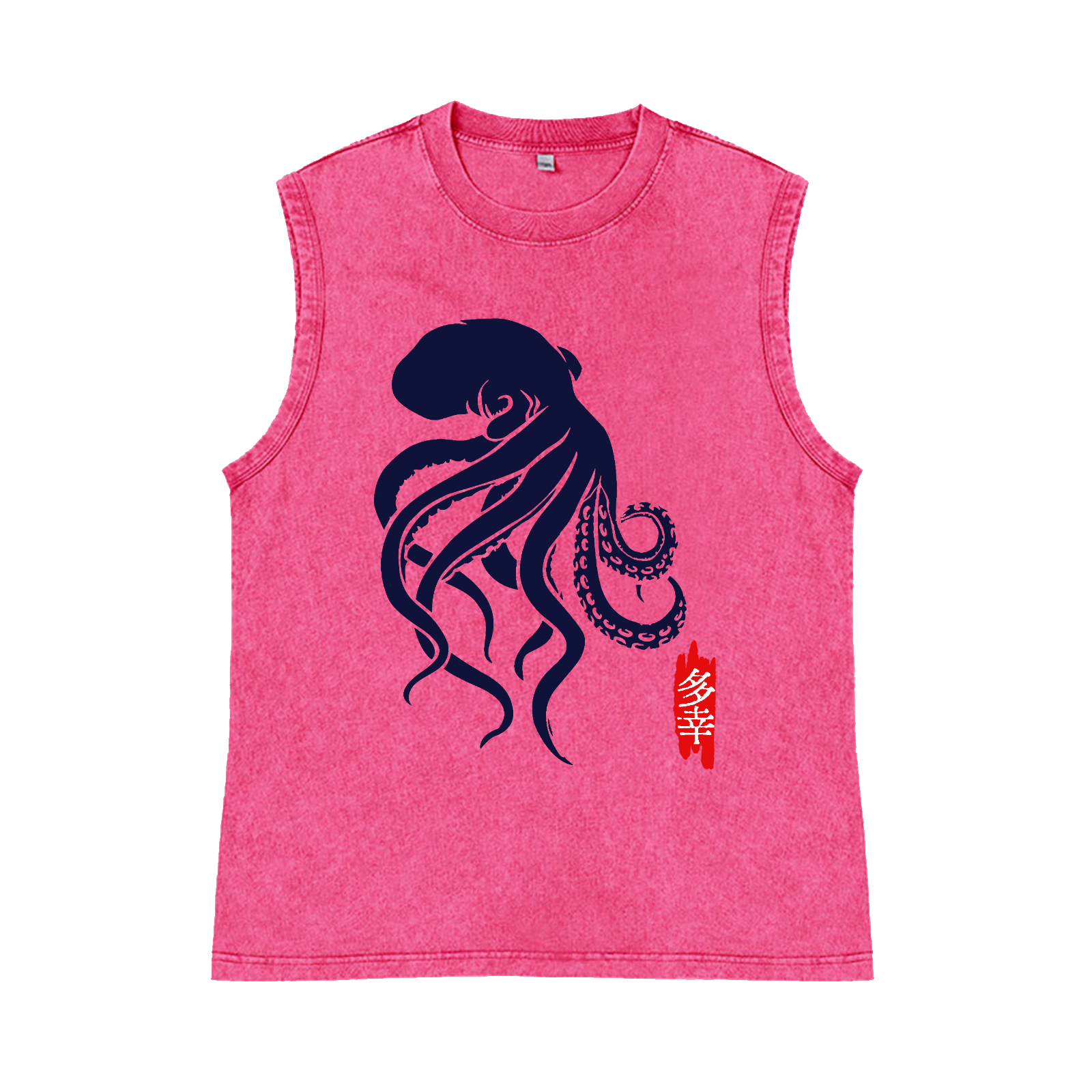 Octopus Pure Cotton Wash-Dyed Sleeveless Tank Top