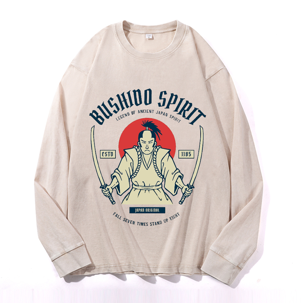 Vintage Cotton Wash Crewneck Long-Sleeve T-Shirt