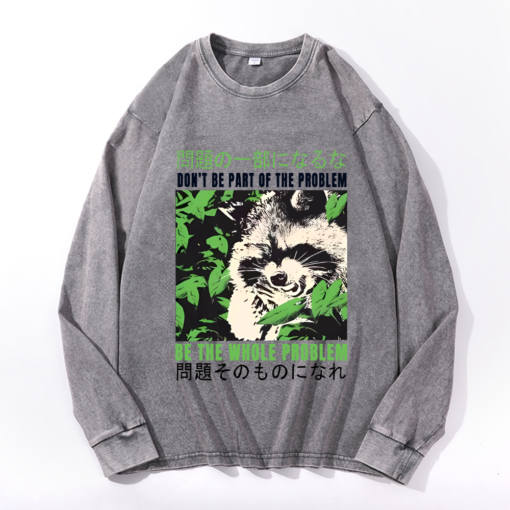 Vintage Cotton Wash Crewneck Long-Sleeve T-Shirt
