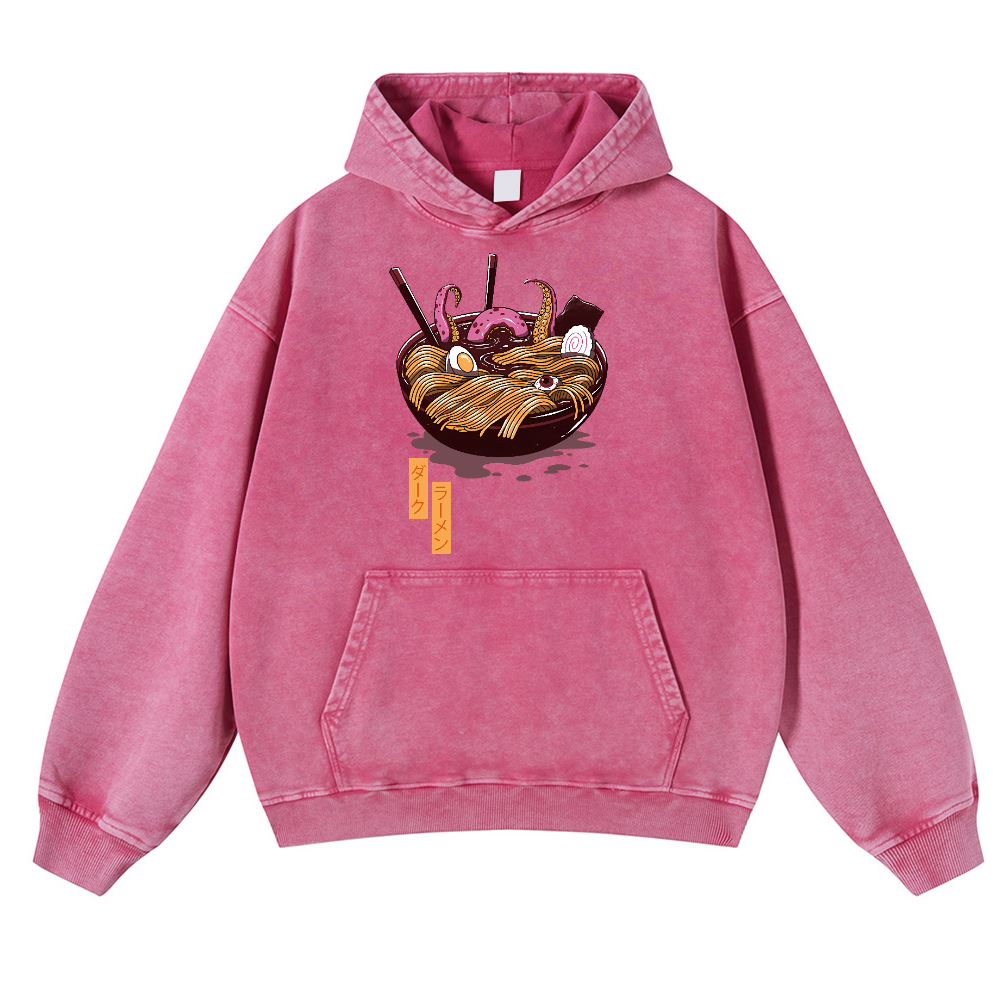 Dark Ramen Vintage Washed Thick Cotton Hoodie