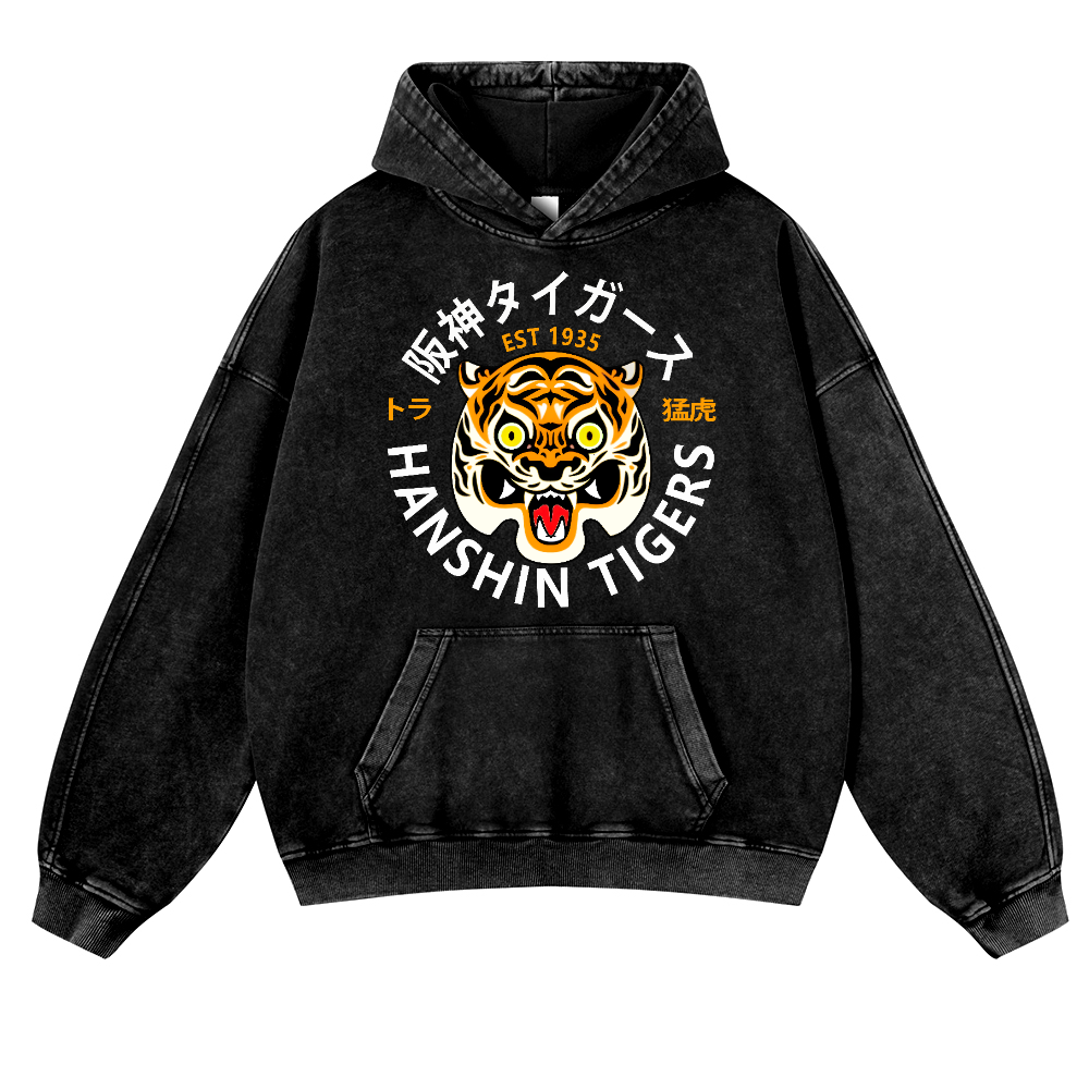 Hanshin Tigers Vintage Washed Thick Cotton Hoodie