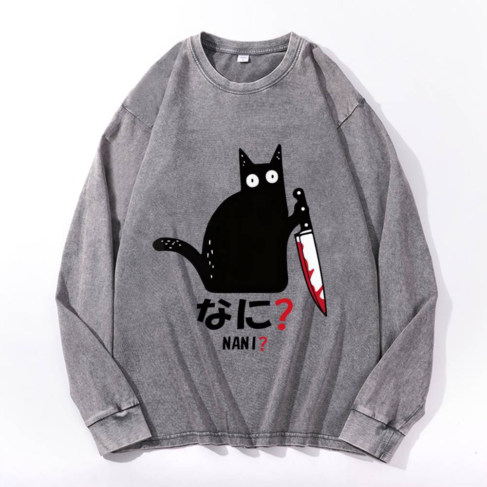 Vintage Cotton Wash Crewneck Long-Sleeve T-Shirt