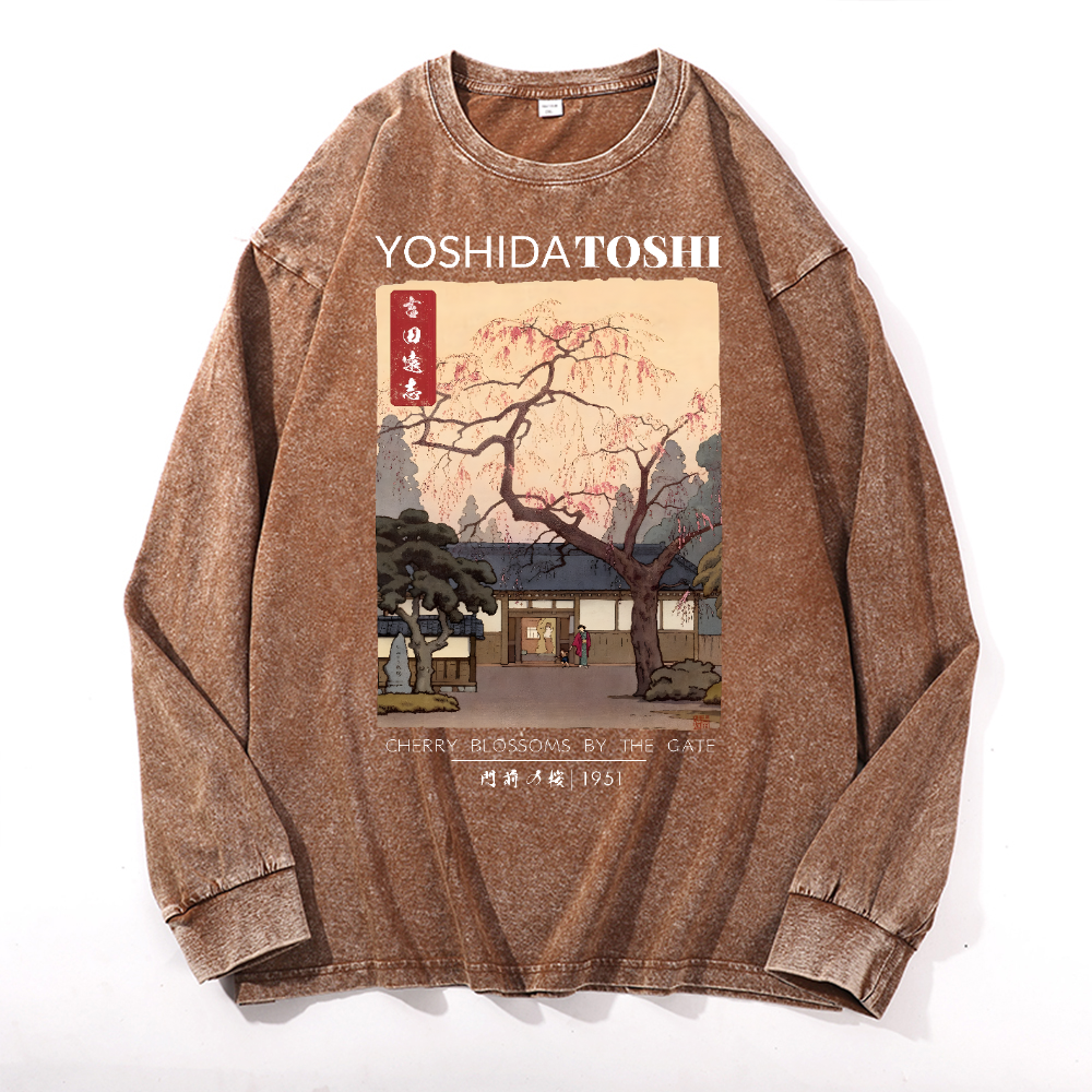 Yoshida Toshi Vintage Cotton Wash Crewneck Long-Sleeve T-Shirt