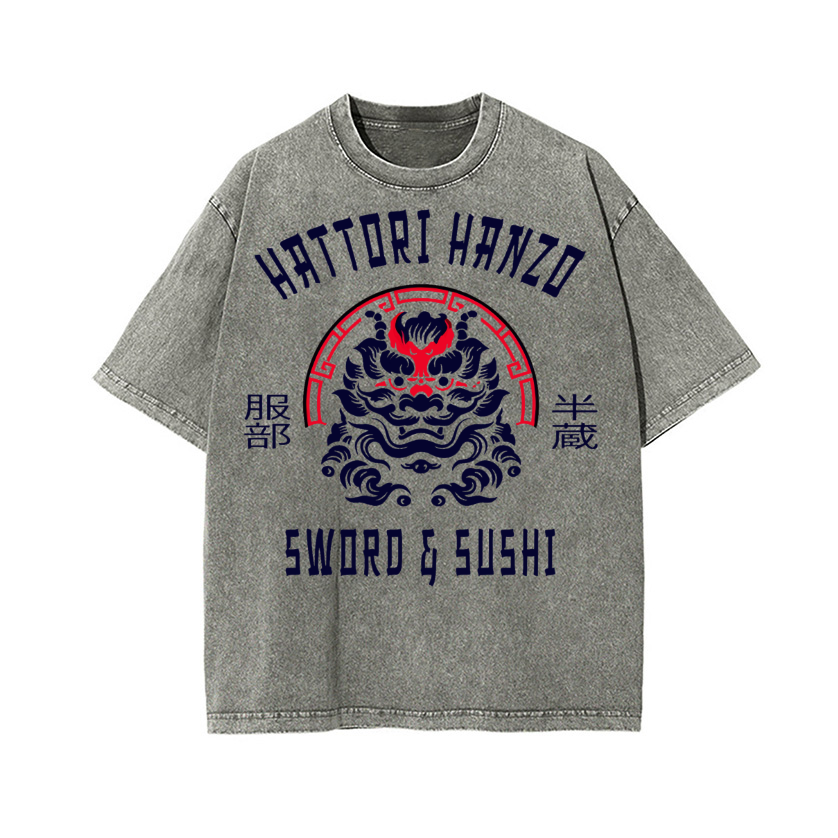 Hattori Hanzo Komainu Vintage Wash Japanese Design T-Shirt