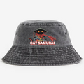 Cat Samurai Vintage 100% Cotton Bucket Hat