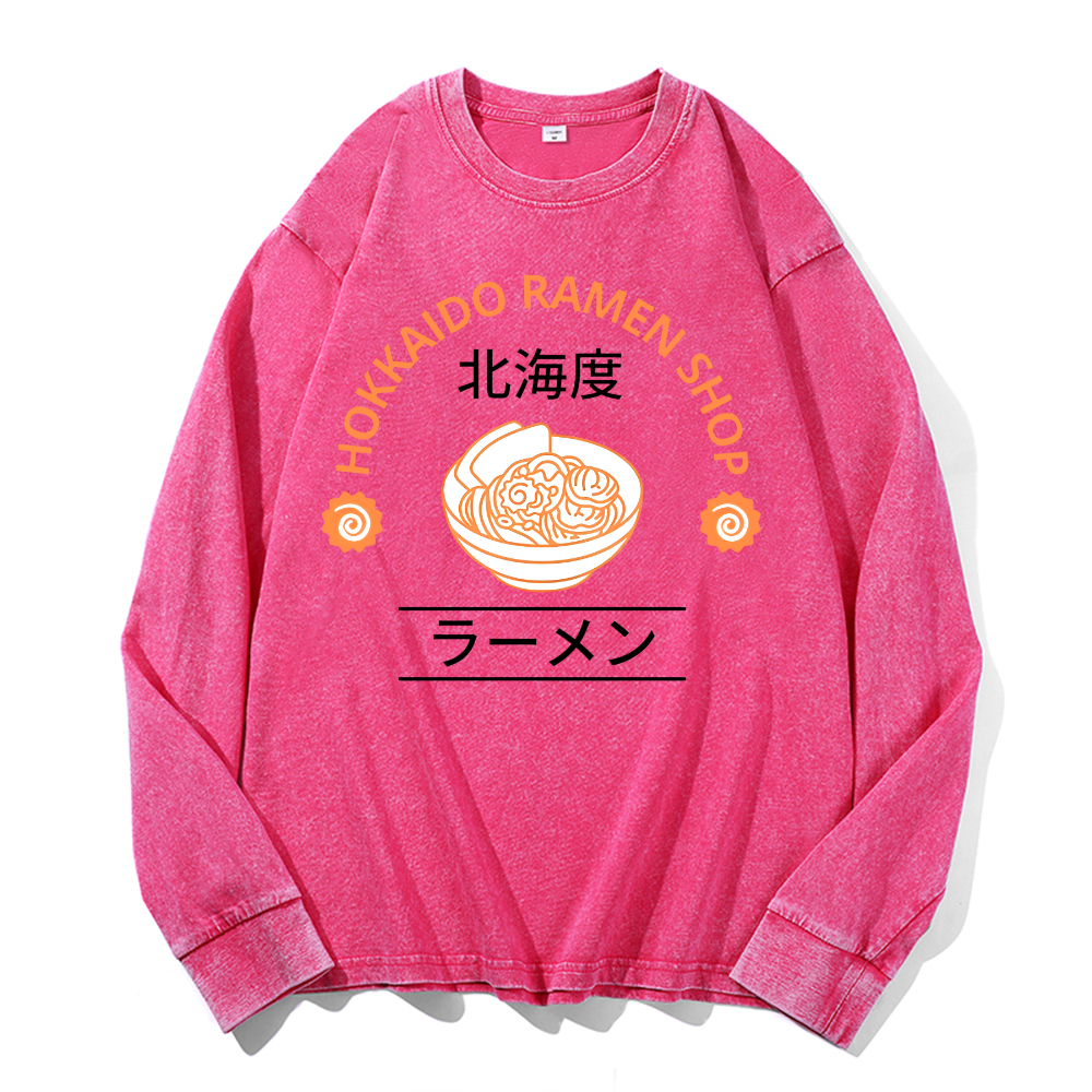 Vintage Cotton Wash Crewneck Long-Sleeve T-Shirt