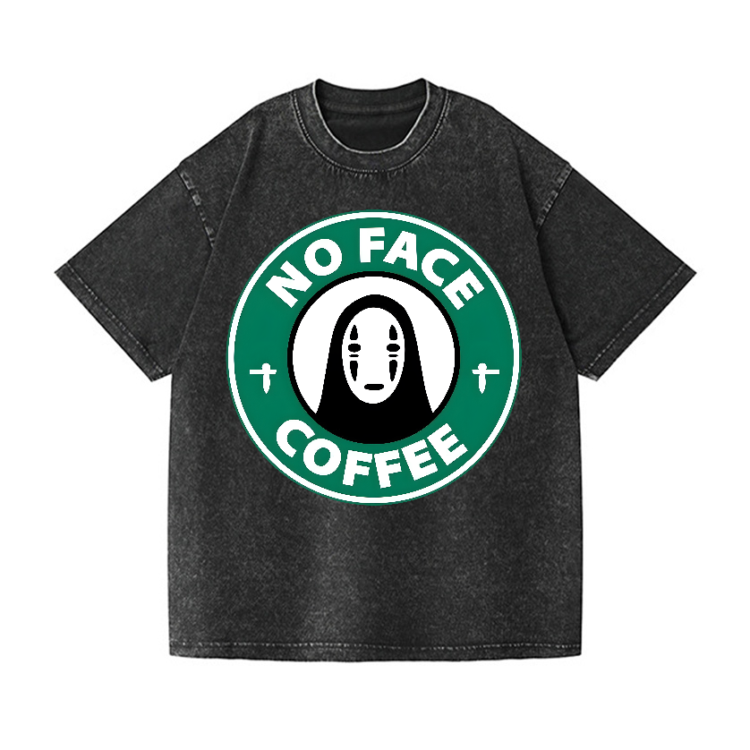 Ghibli No Face Kaonashi Coffee Vintage Wash Japanese Design T-Shirt