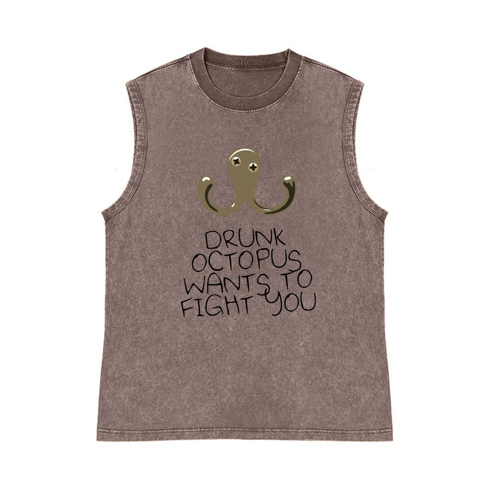 Drunken Octopus Pure Cotton Wash-Dyed Sleeveless Tank Top