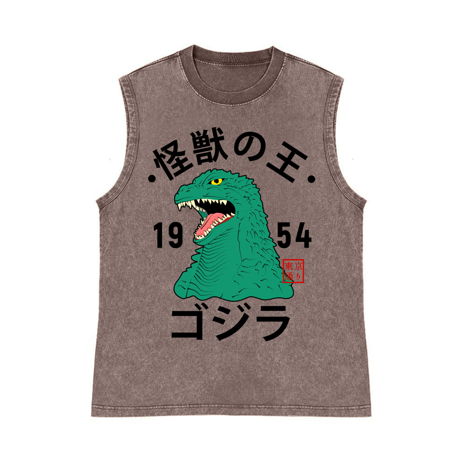 Kaiju Pure Cotton Wash-Dyed Sleeveless Tank Top