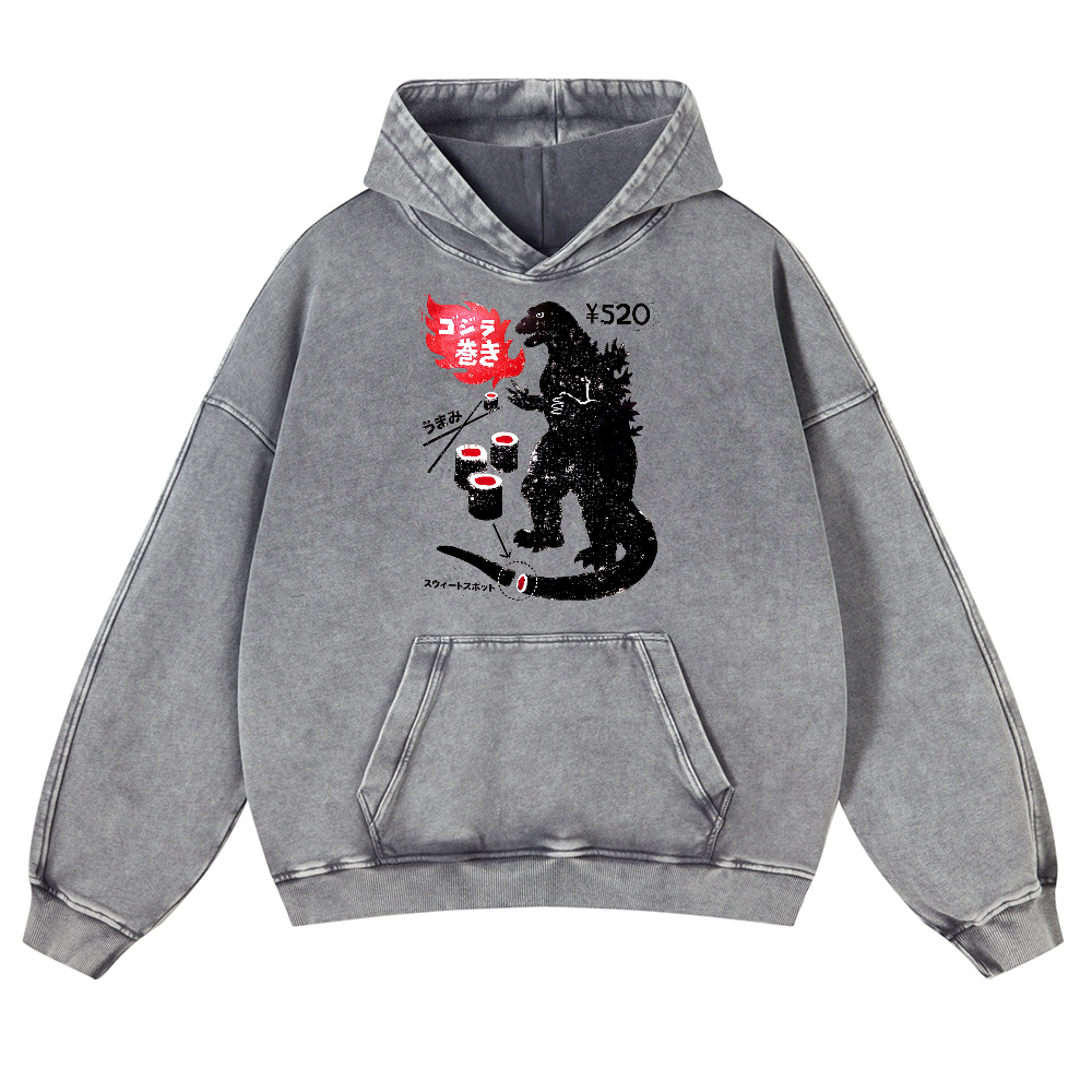 Sushi Kaiju Vintage Washed Thick Cotton Hoodie