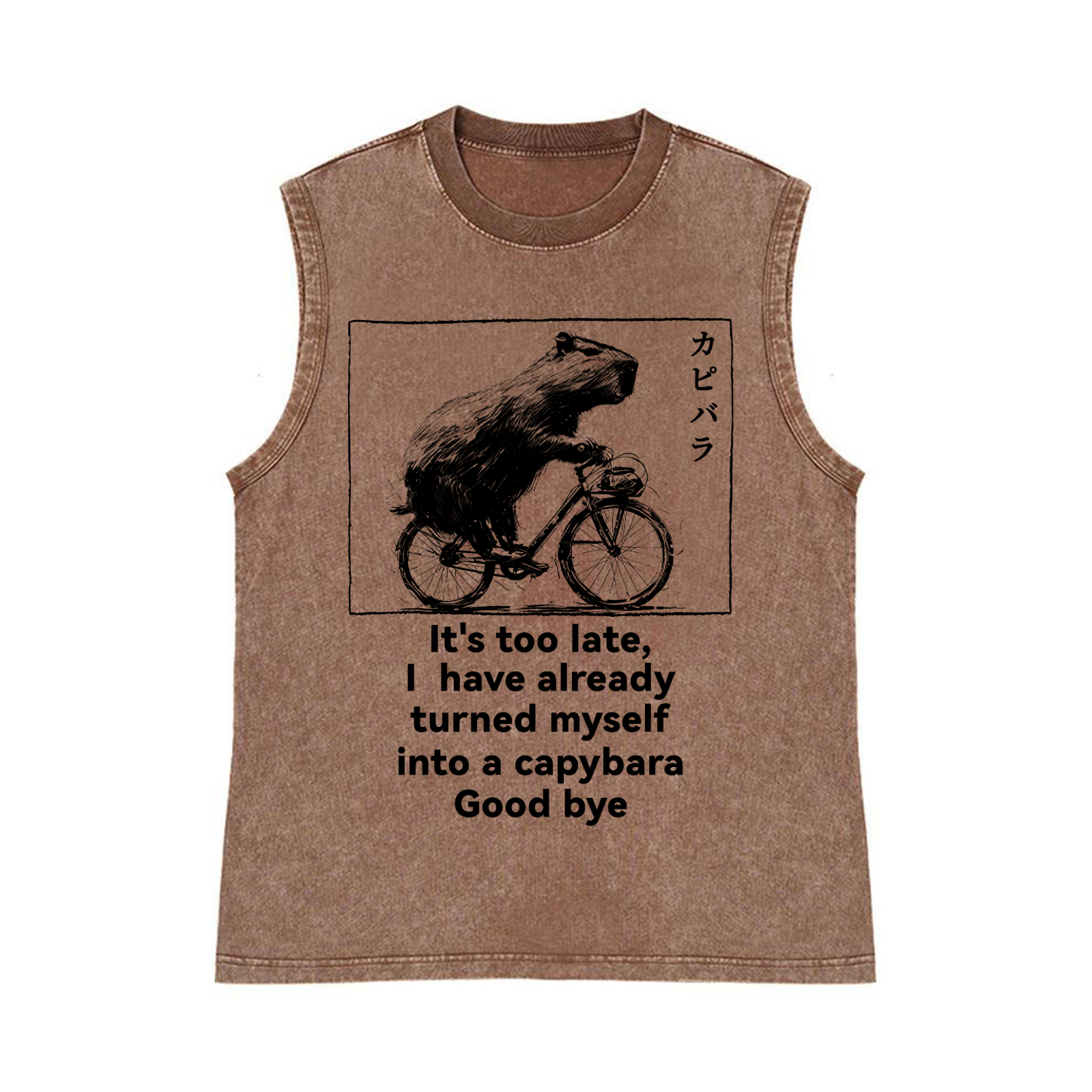 Capybara Pure Cotton Wash-Dyed Sleeveless Tank Top