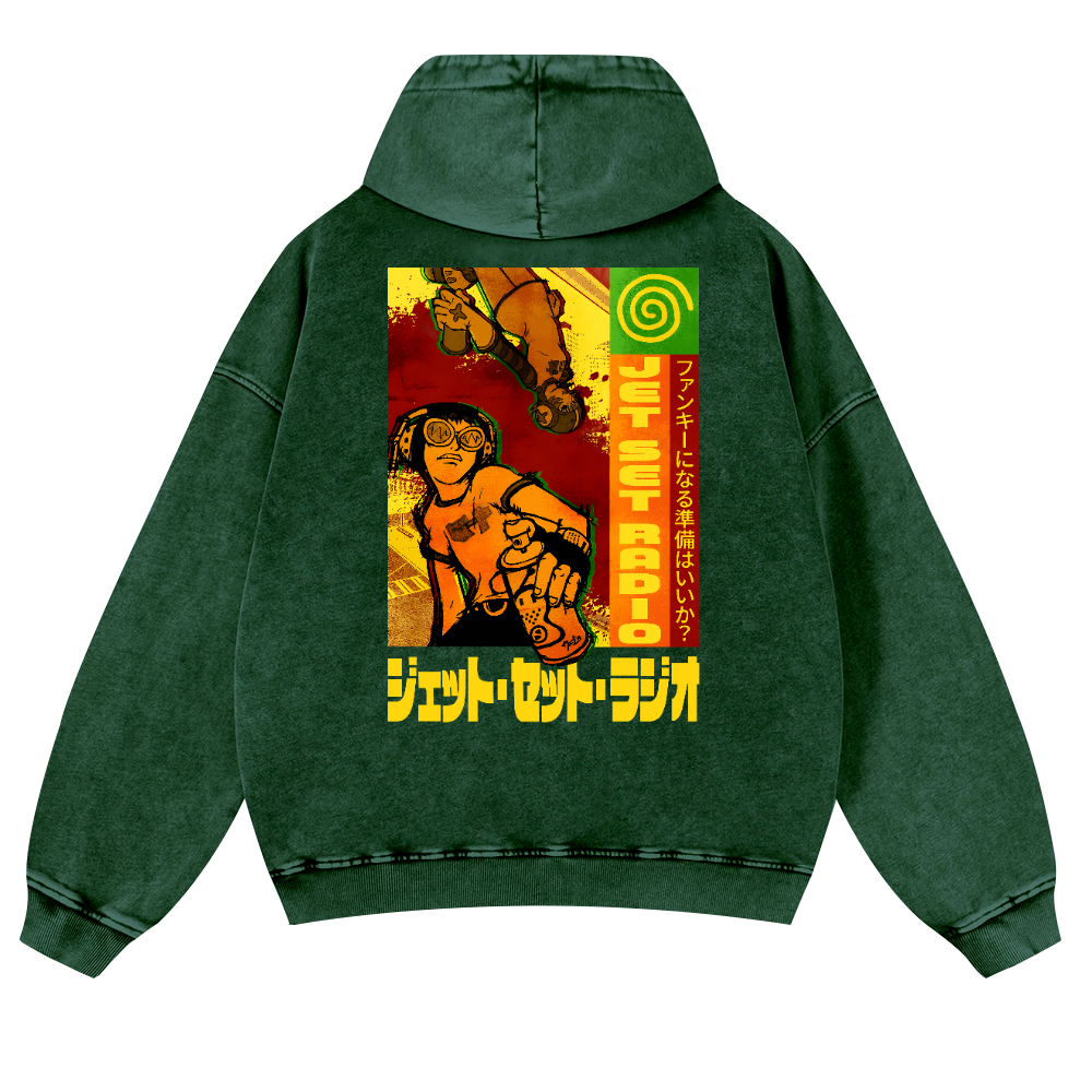 Jet Set Radio Vintage Washed Cotton Back Art Hoodie