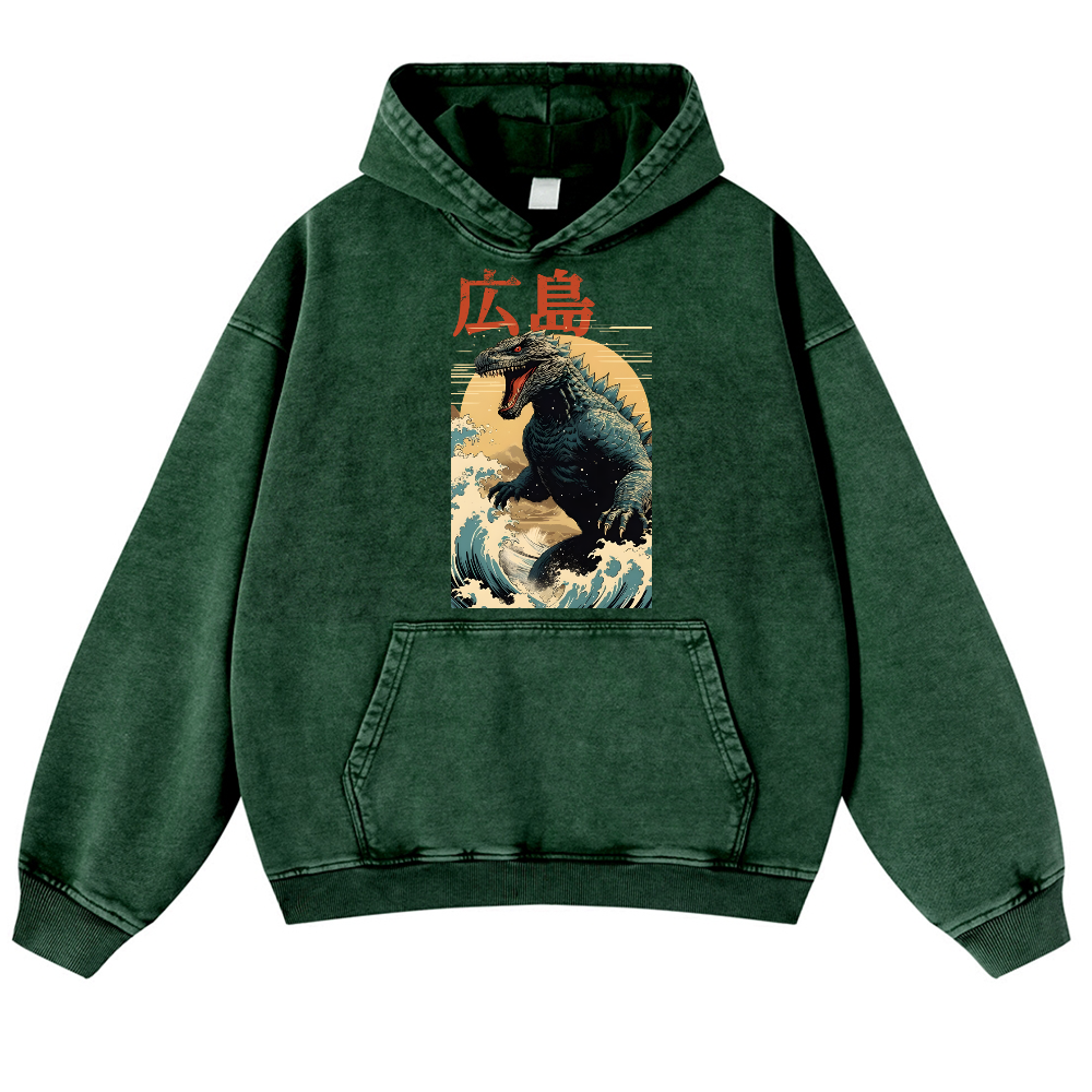 Hiroshima Kaiju Vintage Washed Thick Cotton Hoodie