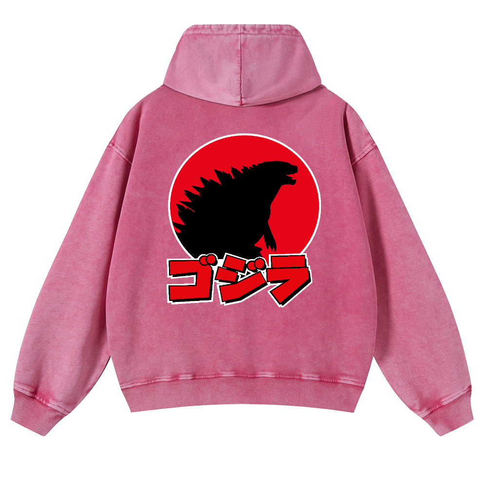 Kaiju Vintage Washed Cotton Back Art Hoodie
