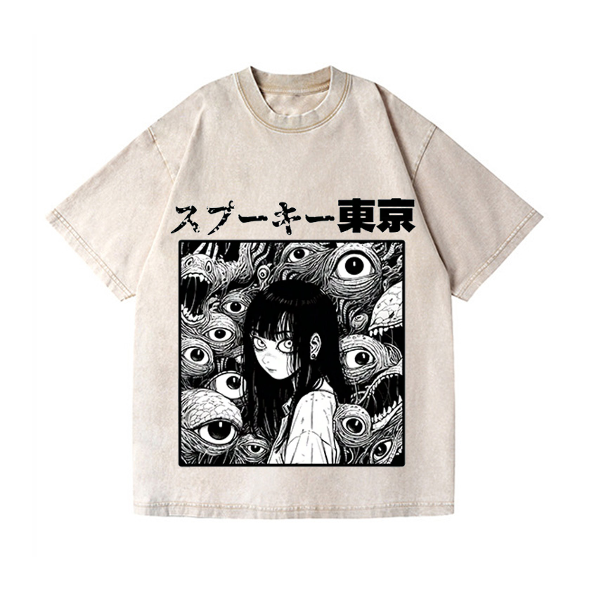 Horror manga Vintage Wash Japanese Design T-Shirt