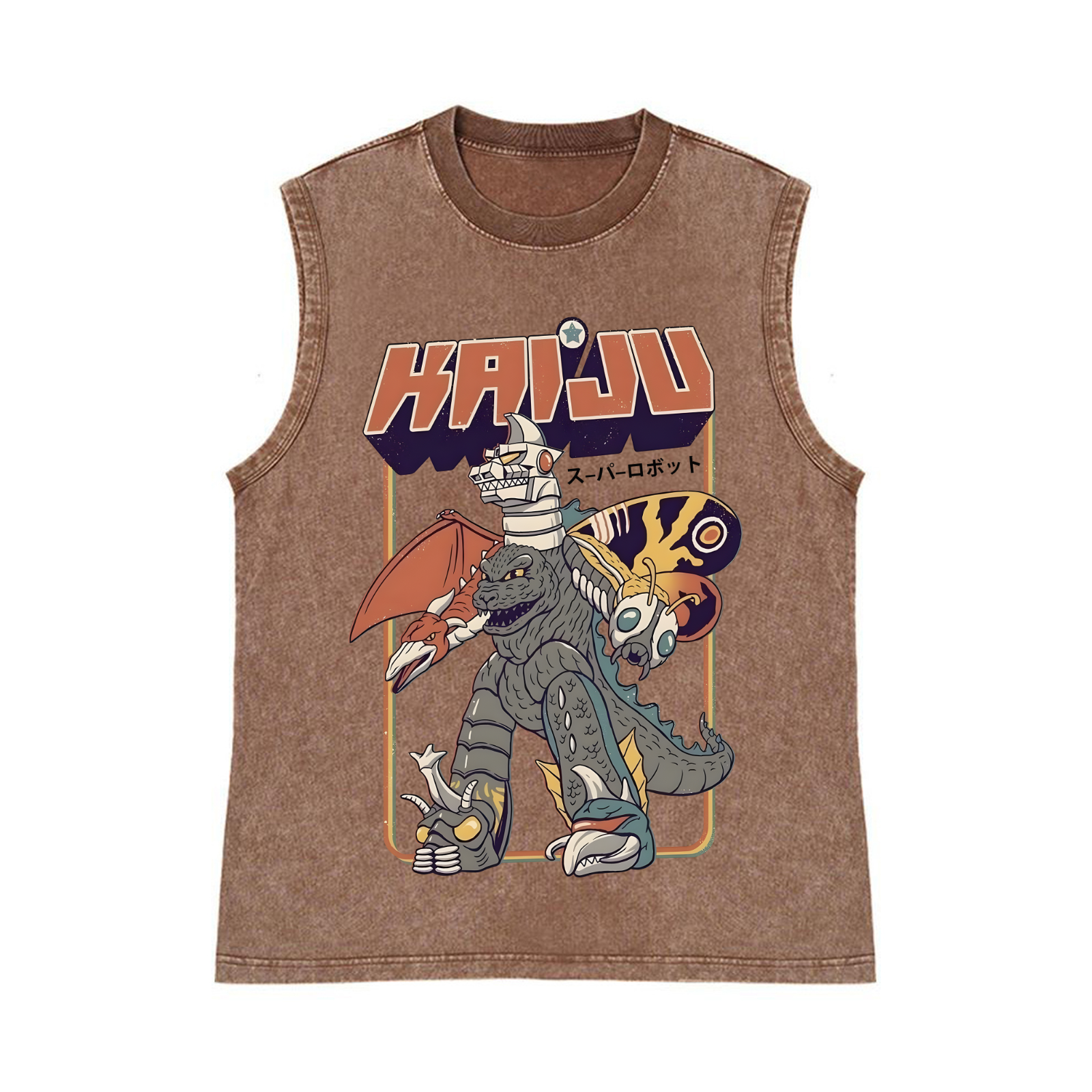 Kaiju Monster Pure Cotton Wash-Dyed Sleeveless Tank Top