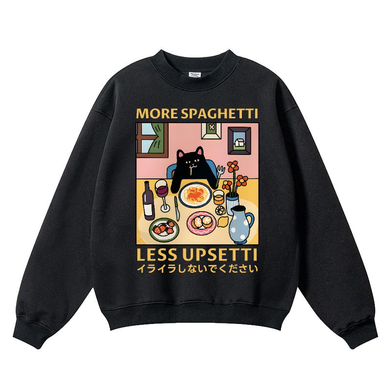 Sphaghetti Cat Vintage Cotton Blend Crewneck Sweatshirt
