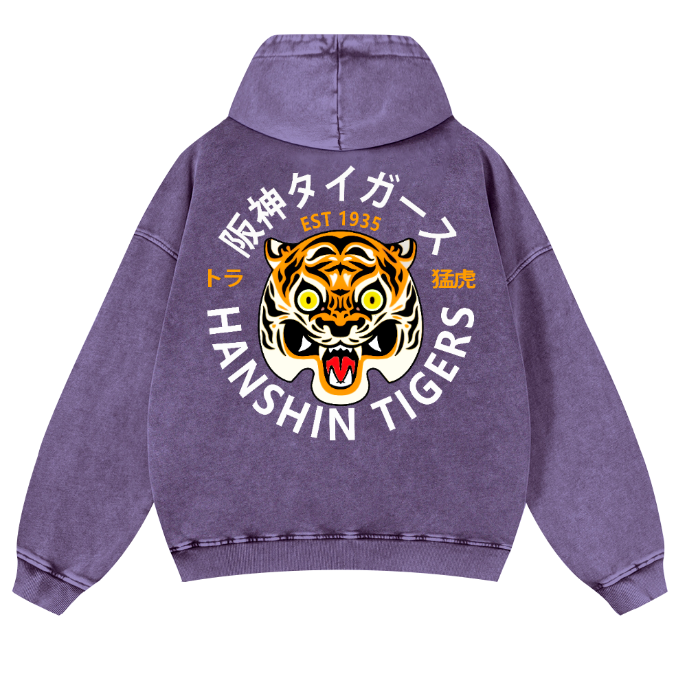 Hanshin Tigers Vintage Washed Cotton Back Art Hoodie