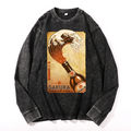 Sakura Wave Vintage Cotton Wash Crewneck Long-Sleeve T-Shirt