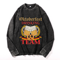 Oktoberfest Drinking Team Vintage Cotton Wash Crewneck Long-Sleeve T-Shirt