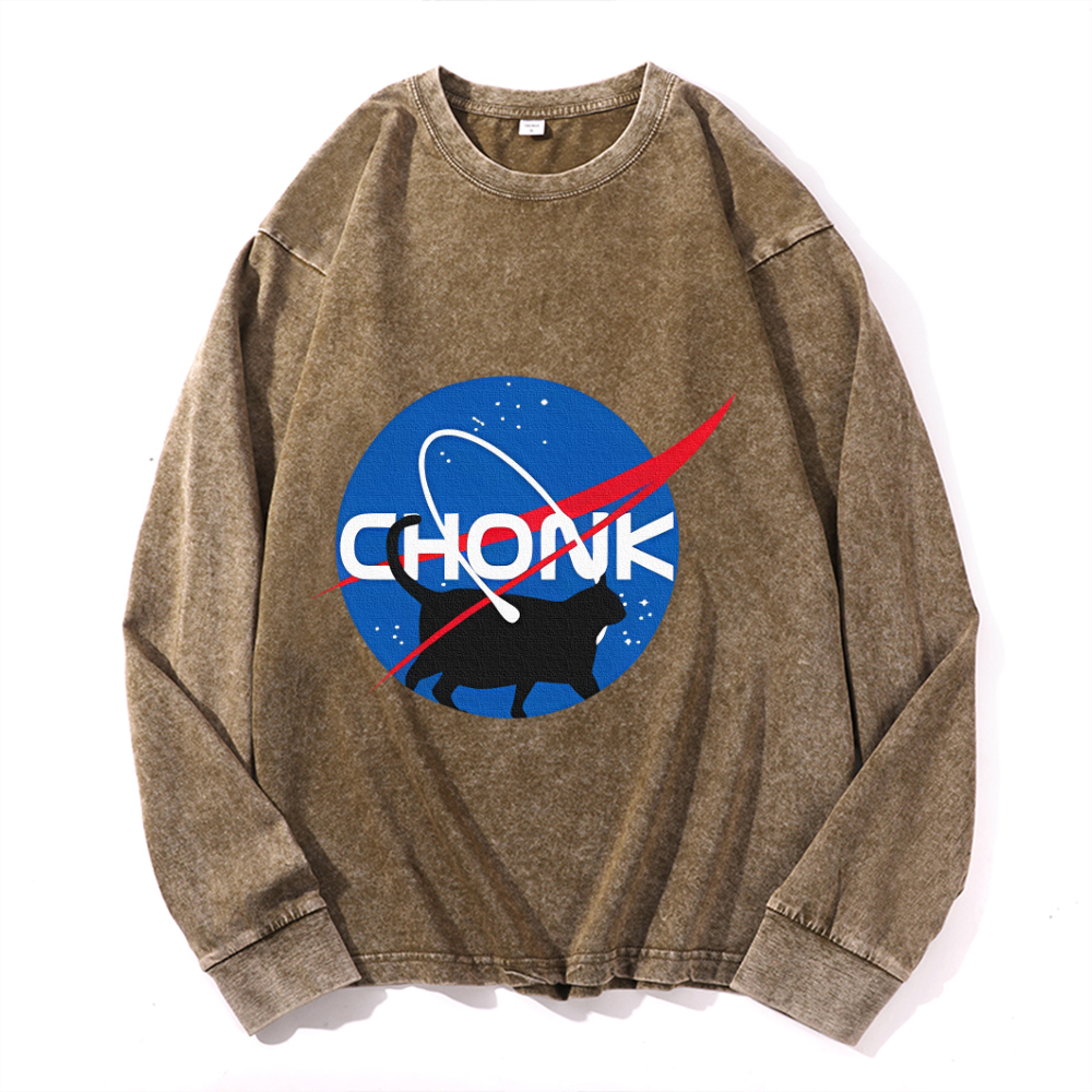 Vintage Cotton Wash Crewneck Long-Sleeve T-Shirt