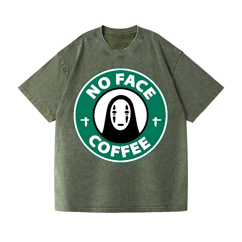 Ghibli No Face Kaonashi Coffee Vintage Wash Japanese Design T-Shirt