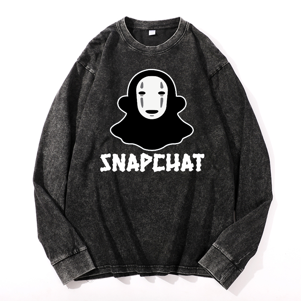 Snapchat Vintage Cotton Wash Long-sleeve T-shirt