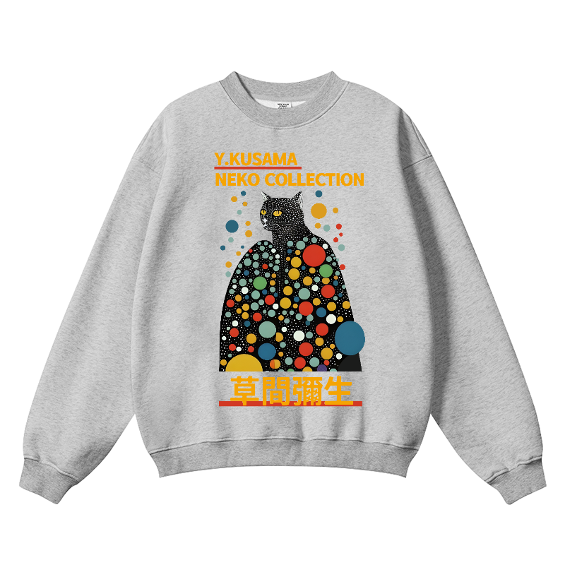 Yayoi Kusama Cat Vintage Cotton Blend Crewneck Sweatshirt