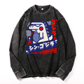 Kaiju Vintage Cotton Wash Crewneck Long-Sleeve T-Shirt