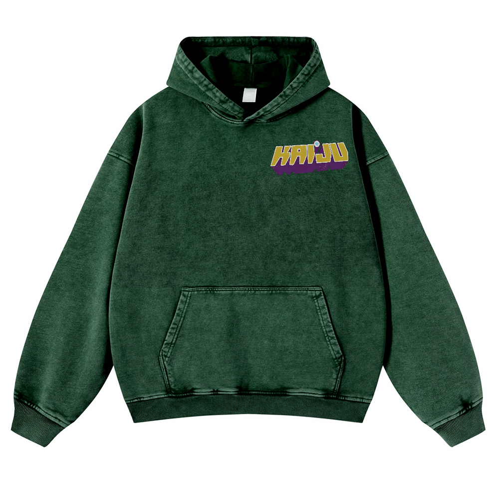 Kaiju Monster Vintage Washed Cotton Back Art Hoodie