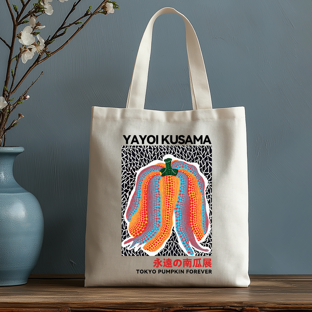 Yayoi Kusama Pumpkin Japanese Style Canvas Tote Bag