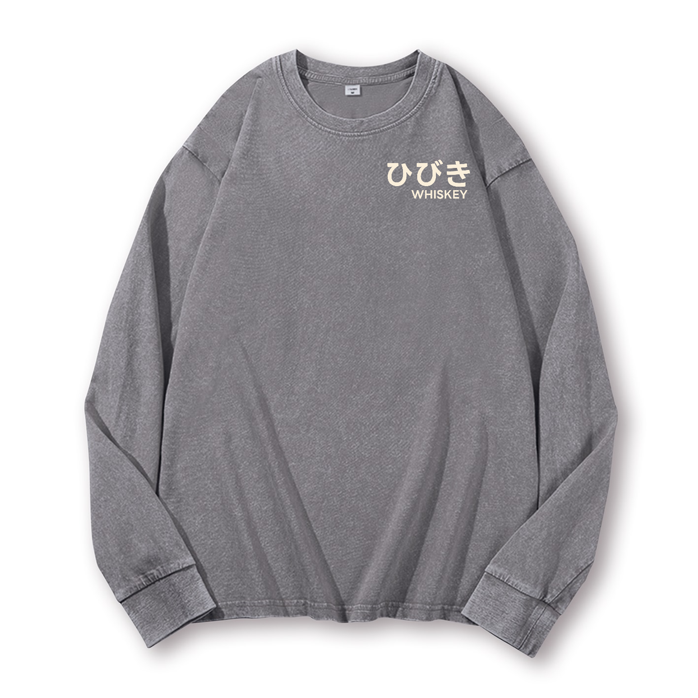 Hibiki Whisky Vintage Washed Cotton Back Art Long-sleeve T-shirt