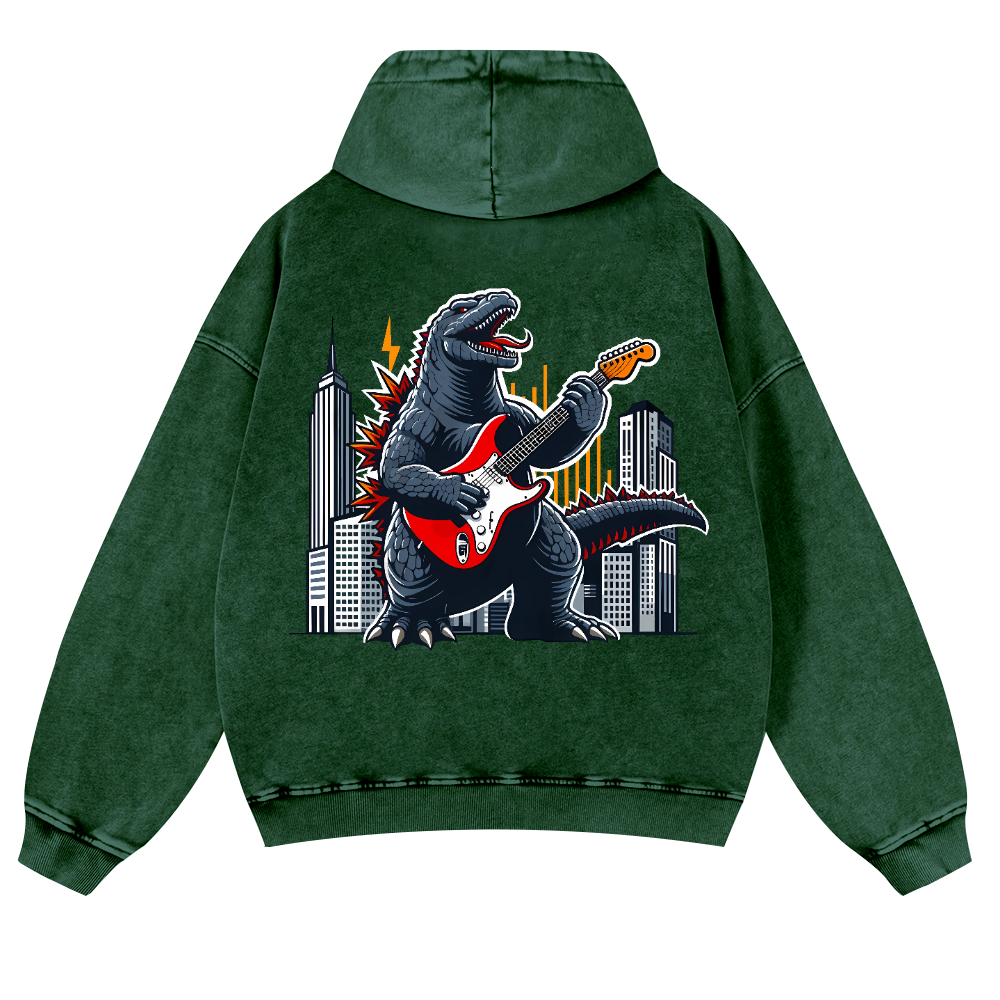 Rock Kaiju Vintage Washed Cotton Back Art Hoodie