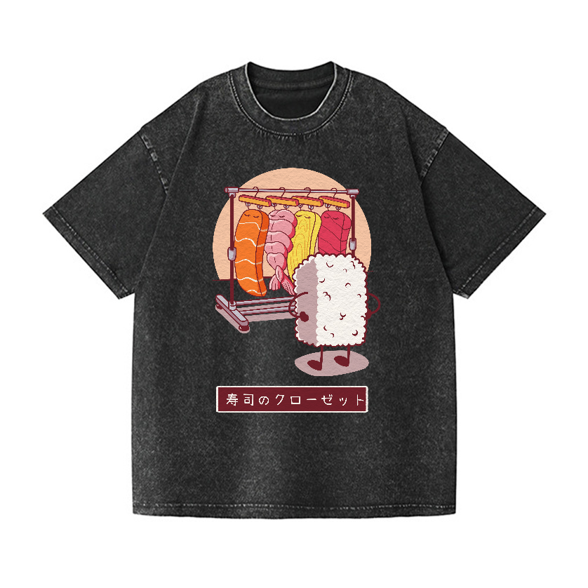 Sushi Vintage Wash Japanese Design T-Shirt