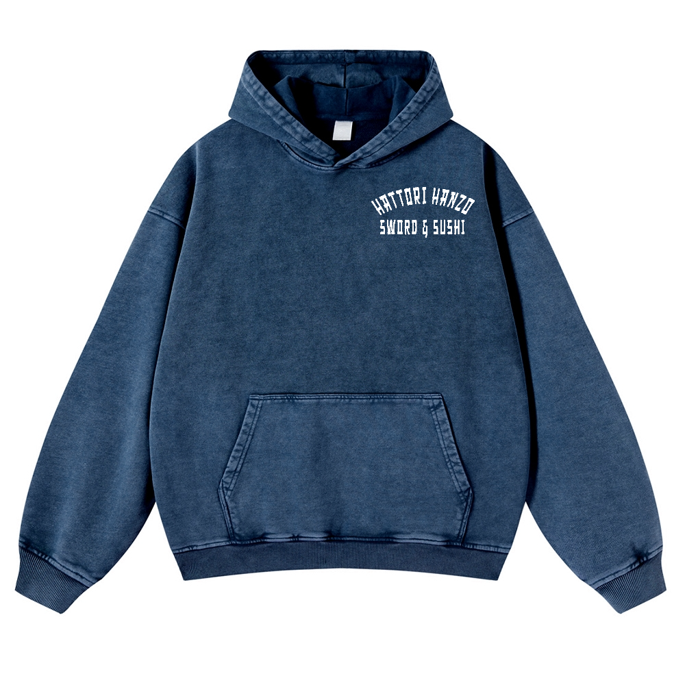 Hattori Hanzo Komainu Vintage Washed Cotton Back Art Hoodie