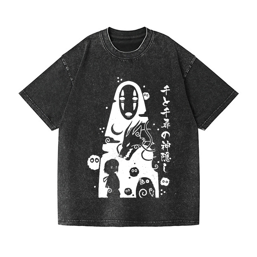 Ghibli Spirit Away No Face Kaonashi Vintage Wash Japanese Design T-Shirt