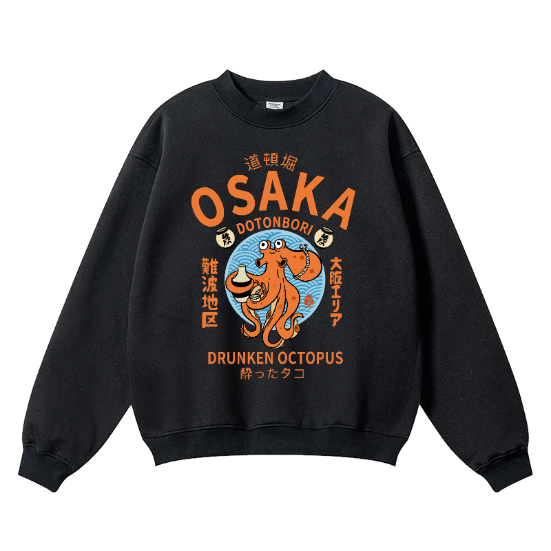 Osaka Drunken Octopus Vintage Cotton Blend Crewneck Sweatshirt