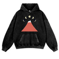 Mount FUJI Moon Cat Vintage Washed Thick Cotton Hoodie