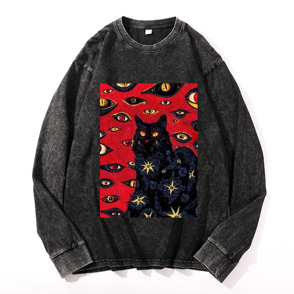 Vintage Cotton Wash Crewneck Long-Sleeve T-Shirt