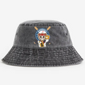 Baseball Cat Vintage 100% Cotton Bucket Hat