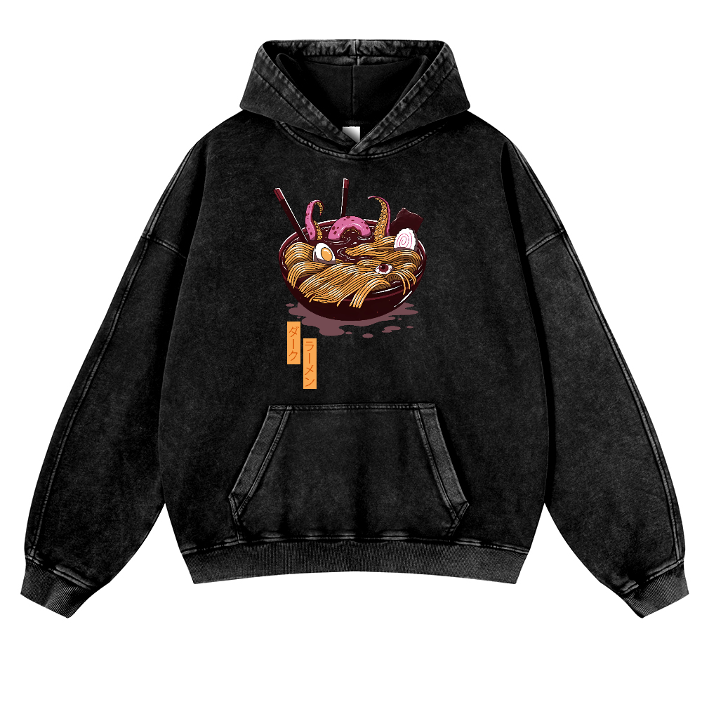 Dark Ramen Vintage Washed Thick Cotton Hoodie