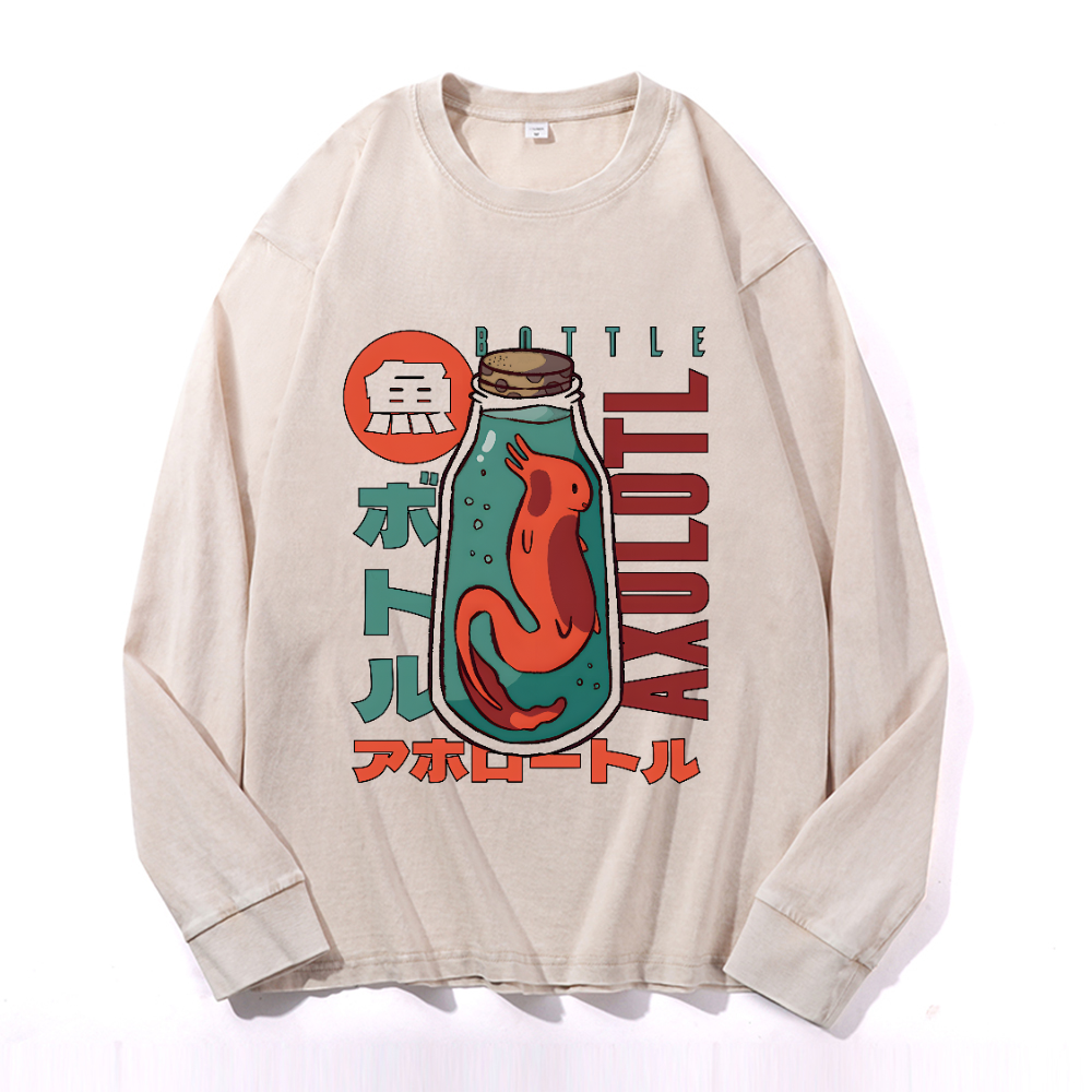 Vintage Cotton Wash Crewneck Long-Sleeve T-Shirt