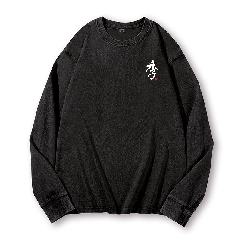Toki Suntory Whisky Vintage Washed Cotton Back Art Long-sleeve T-shirt