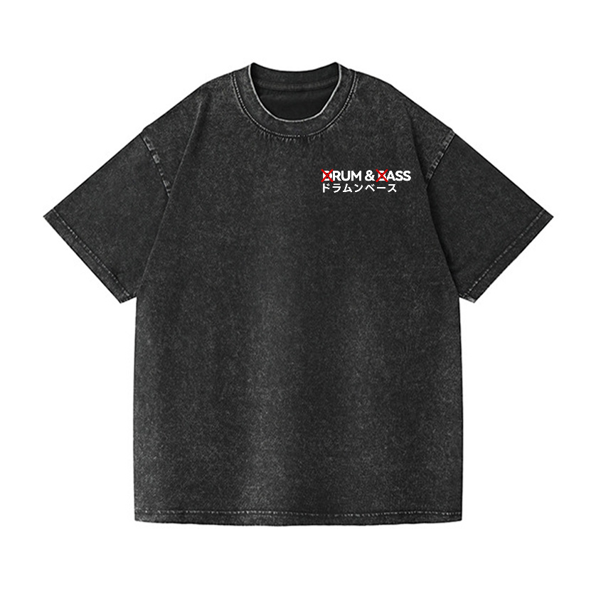 Drum and Bass Vintage Wash Japanese Design Back Art T-Shirt