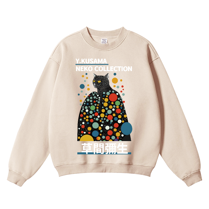 Yayoi Kusama Cat Vintage Cotton Blend Crewneck Sweatshirt